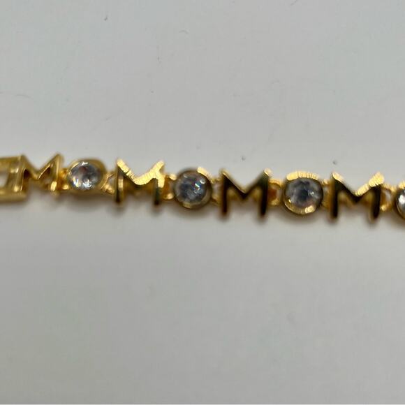 MOM gold tone and rhinestone bracelet - Picture 5 of 7